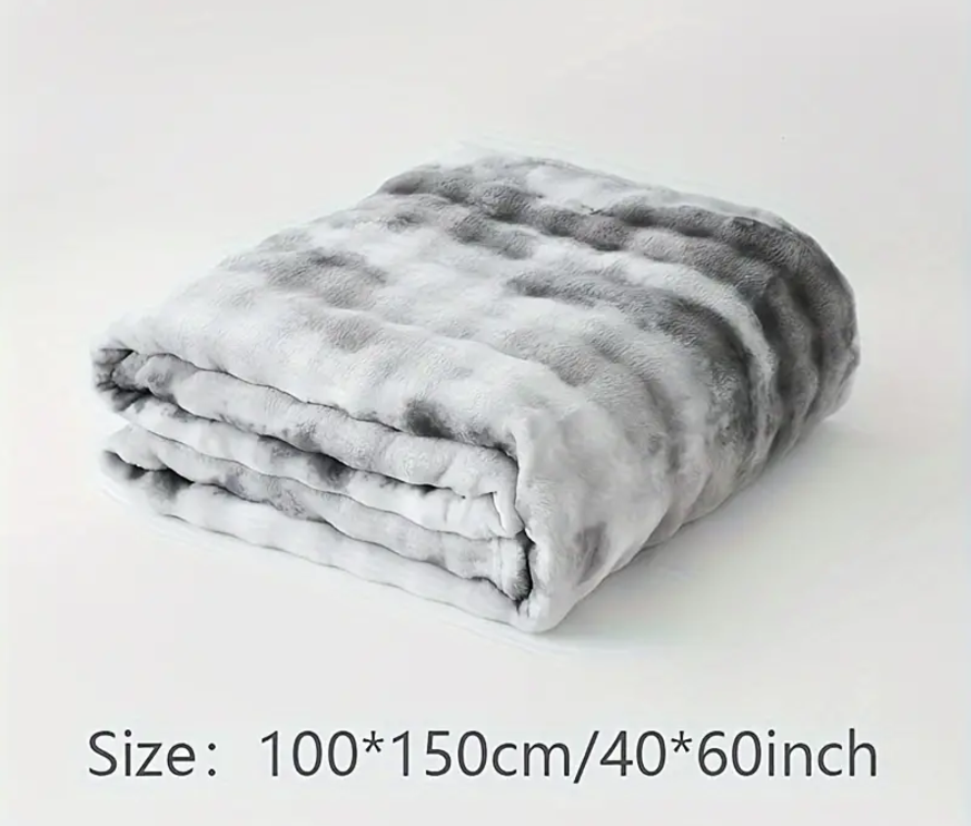 Ultra-Soft Tie-Dye Faux Rabbit Fur Throw Blanket - Plush, Cozy, & Reversible for All Seasons