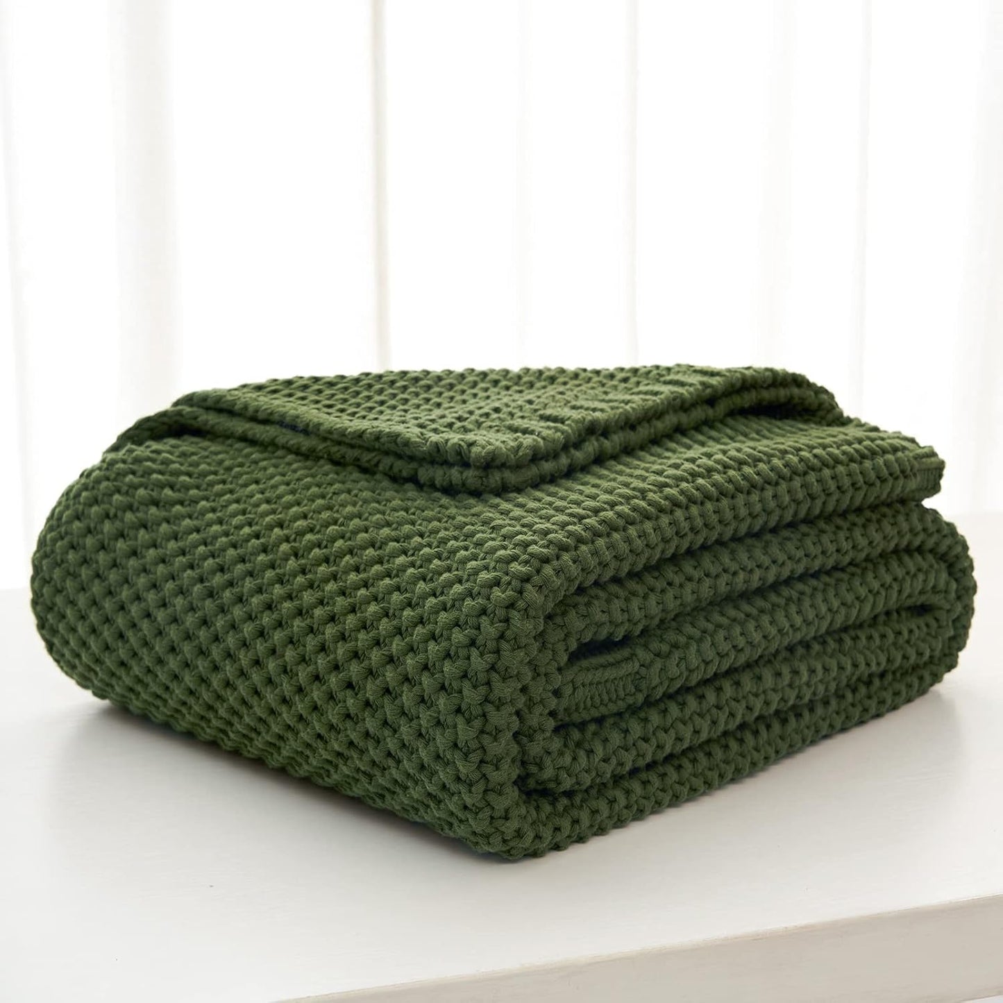 Organic Cotton Chunky Knit Throw Blanket – Soft, Cozy & Lightweight (51” x 63”)