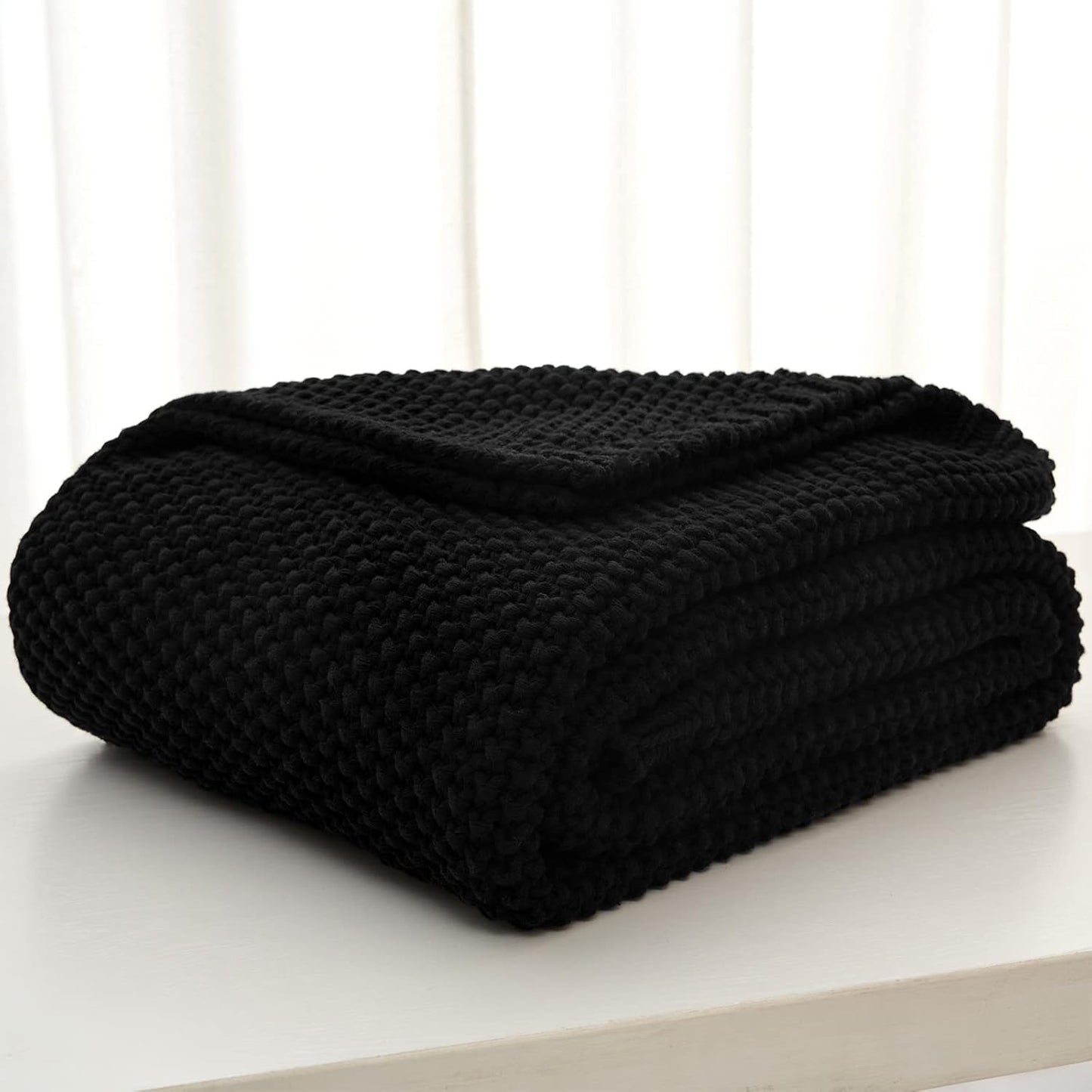 Organic Cotton Chunky Knit Throw Blanket – Soft, Cozy & Lightweight (51” x 63”)
