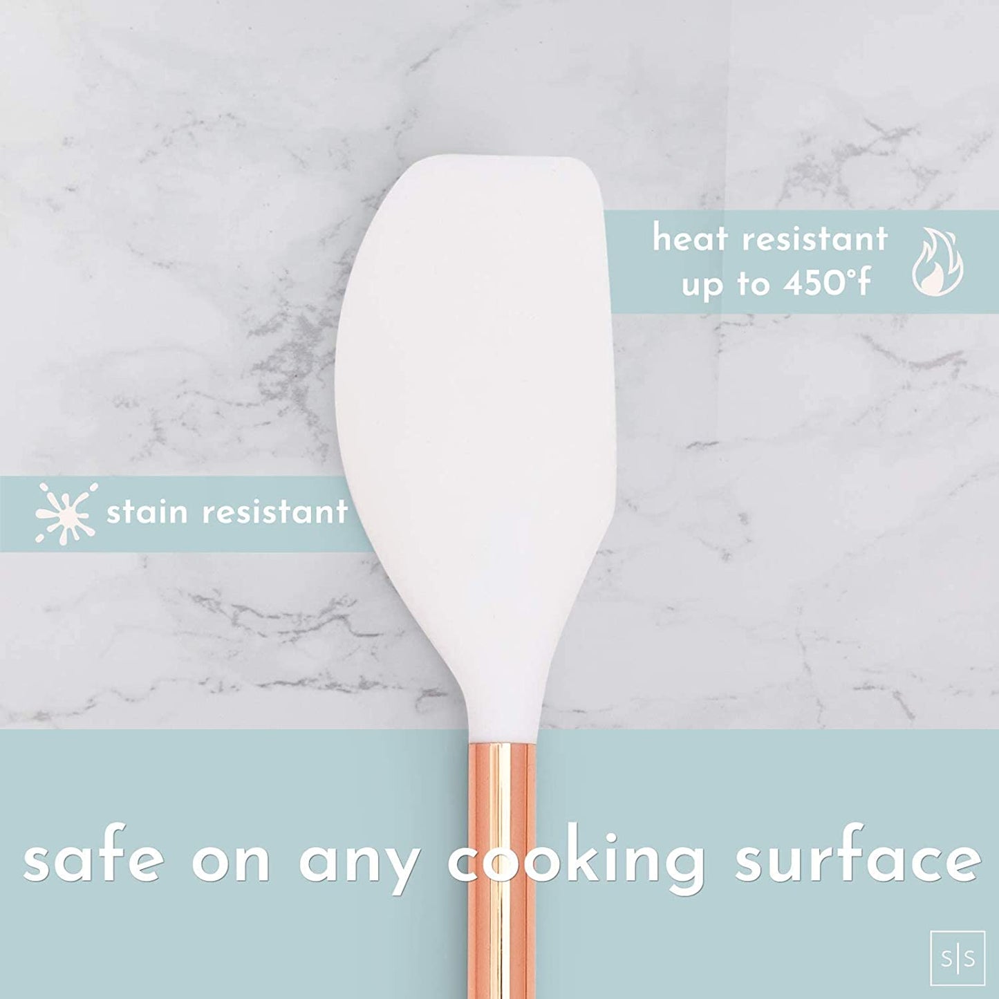 17 Pcs White Silicone & Copper Kitchen Utensils Set with Holder - Rose Gold Kitchen Utensils Set Includes White & Copper Measuring Cups and Spoons & Copper Utensil Holder - Kitchen Accessories