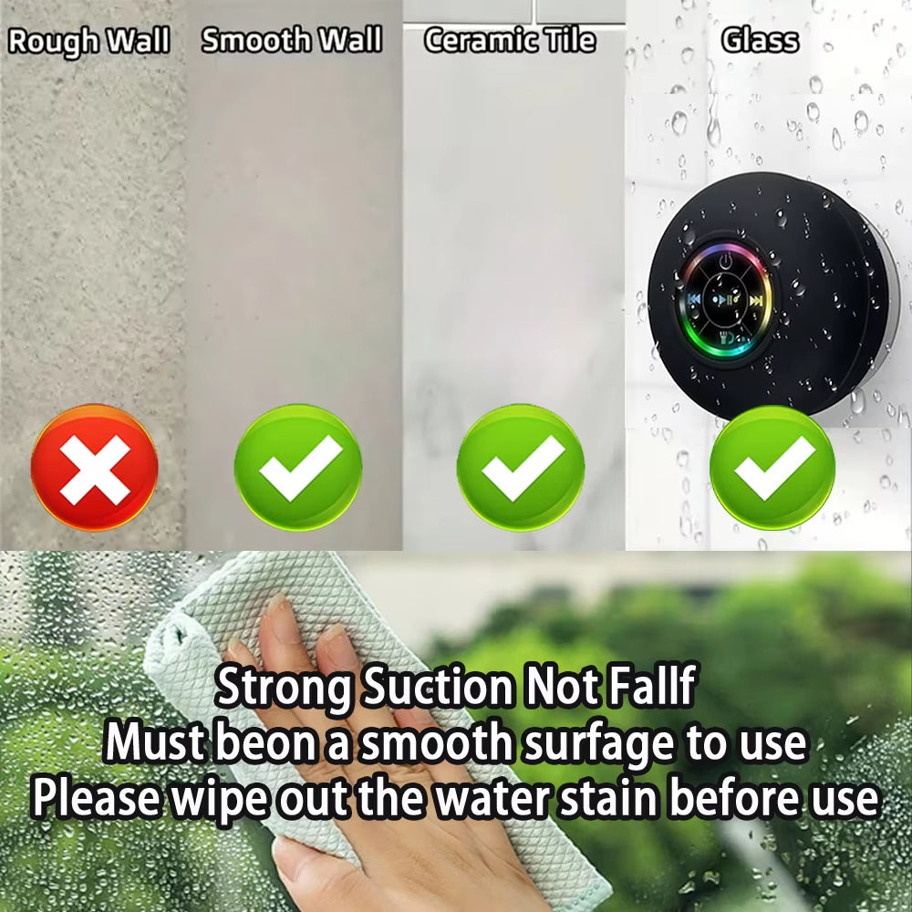 Portable Waterproof Bluetooth Speaker with Suction Cup – Mini Stereo Sound Box