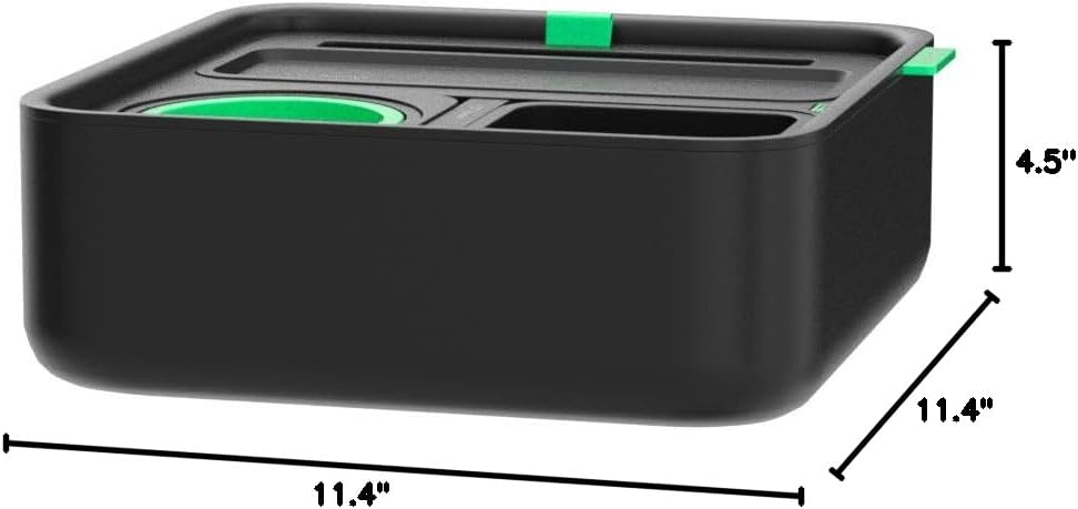 Couch Caddy - Drinks & Snacks Sofa Caddy with Armrest, Table with Phone Stand- TV Remote Control Storage and Organizer - for Living Rooms, RV, and Cars, Black/Green