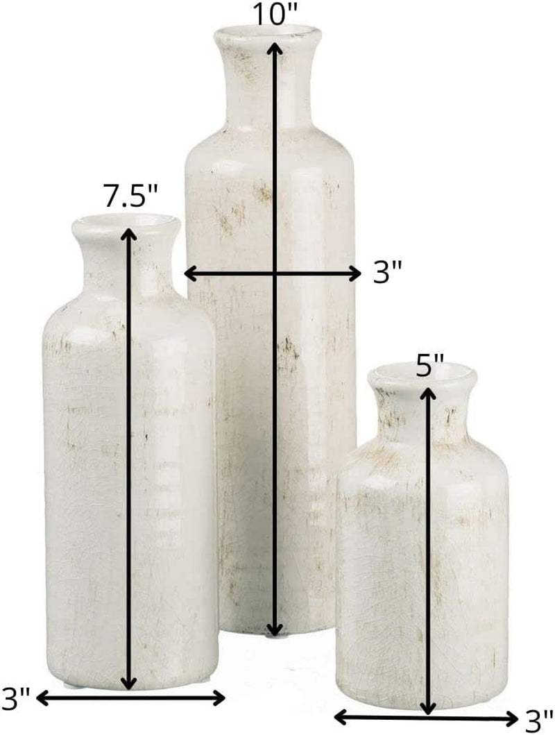 White Ceramic Vase Set of 3 Pieces Home Decorative Vase & Shelf Centrepiece Table Decorations