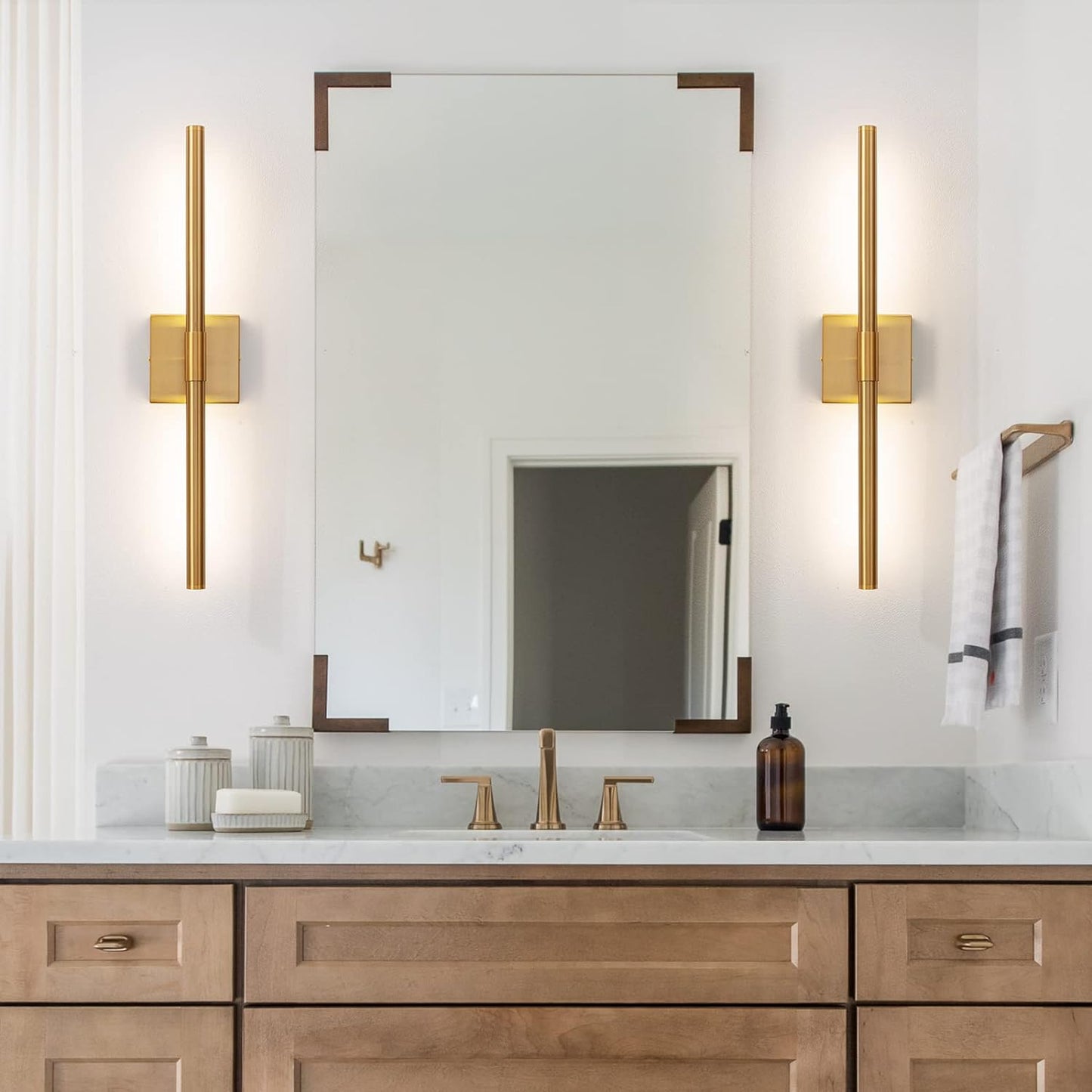 24-Inch Gold LED Vanity Light - Modern Bathroom Over Mirror Sconce, 4000K Adjustable