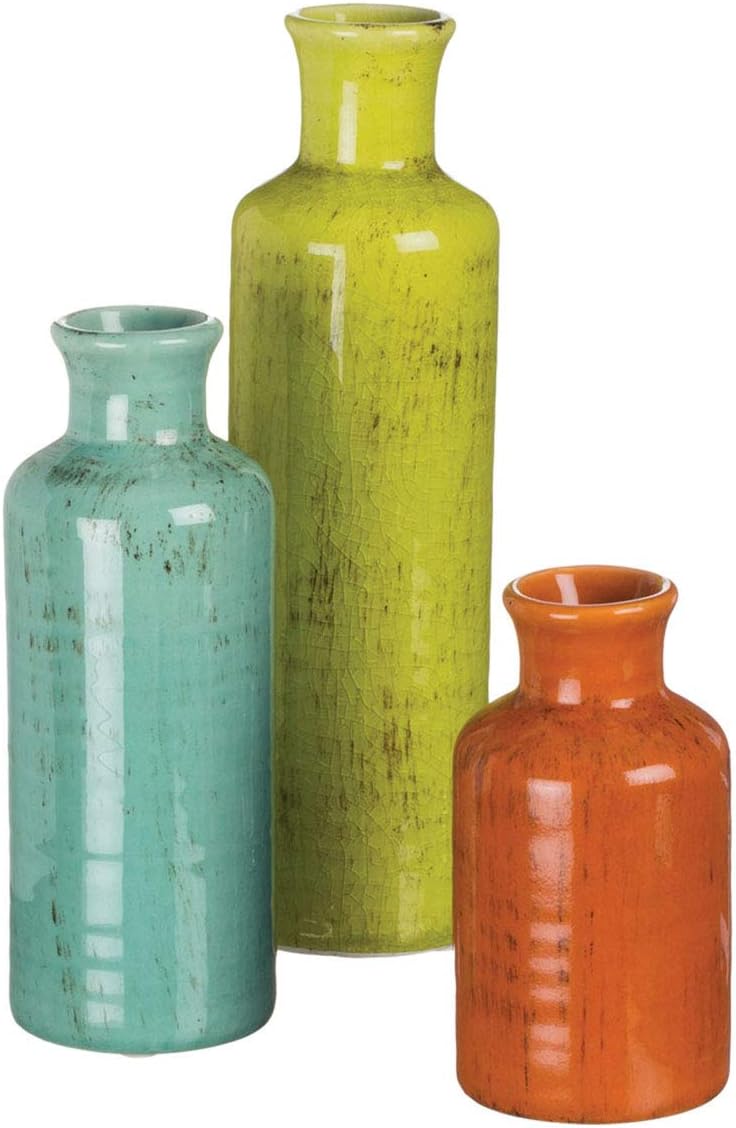 White Ceramic Vase Set of 3 Pieces Home Decorative Vase & Shelf Centrepiece Table Decorations