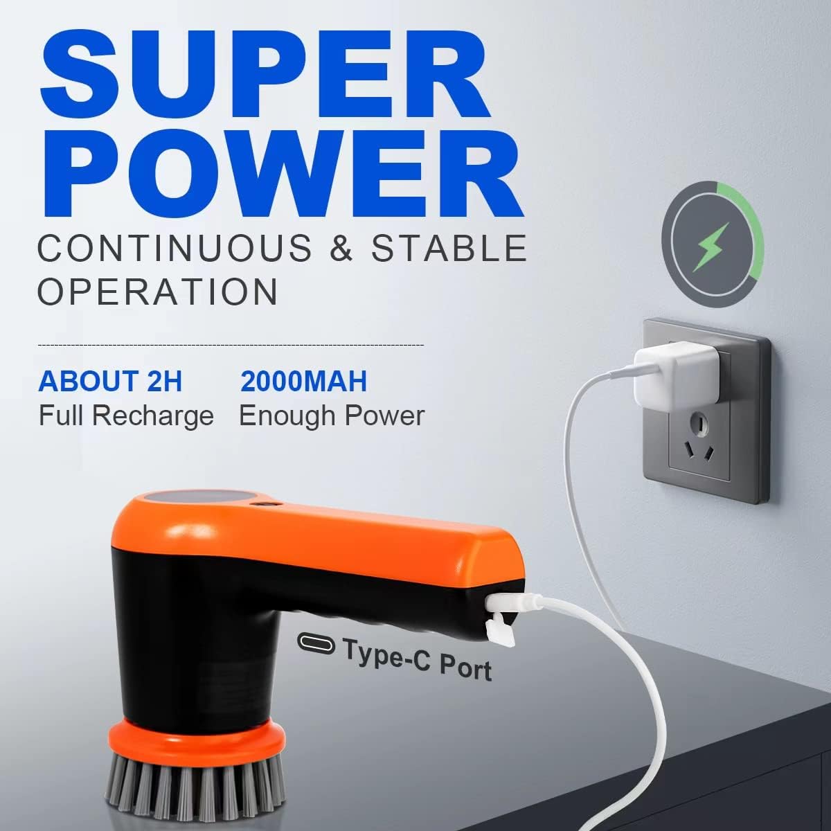 Electric Spin Scrubber - Powerful Scrubber for Cleaning with rechargeable battery and LED Display - Comes with 4 Replaceable Heads - Ideal for Tiles, Kitchen Stove etc.