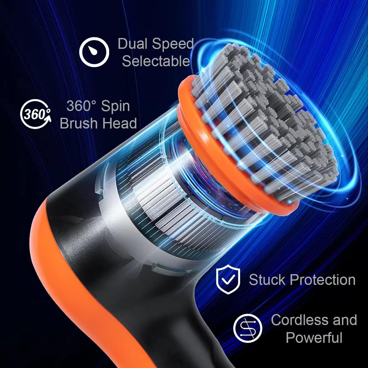 Electric Spin Scrubber - Powerful Scrubber for Cleaning with rechargeable battery and LED Display - Comes with 4 Replaceable Heads - Ideal for Tiles, Kitchen Stove etc.