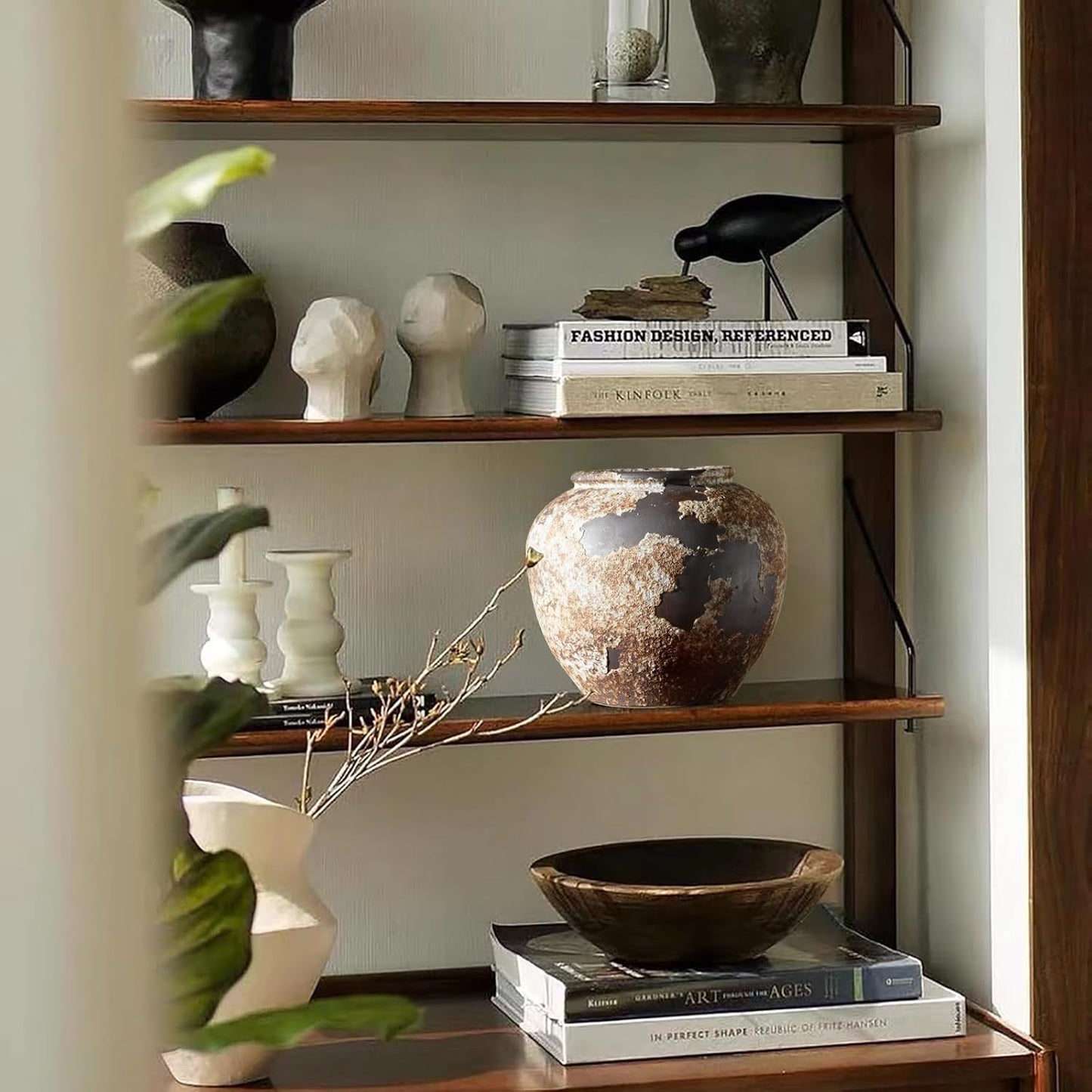 Rustic Farmhouse Terracotta Vase – Handcrafted Neutral Ceramic Vases for Living Room Decor
