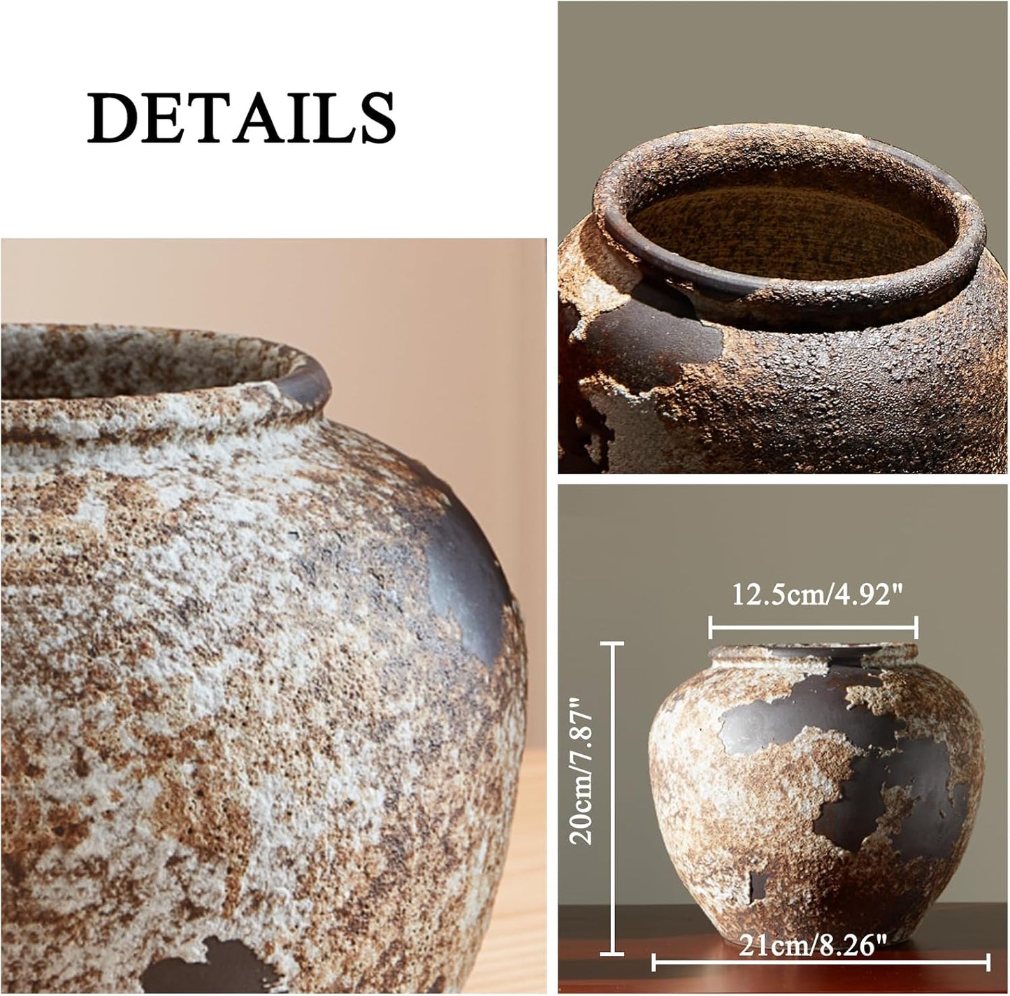 Rustic Farmhouse Terracotta Vase – Handcrafted Neutral Ceramic Vases for Living Room Decor