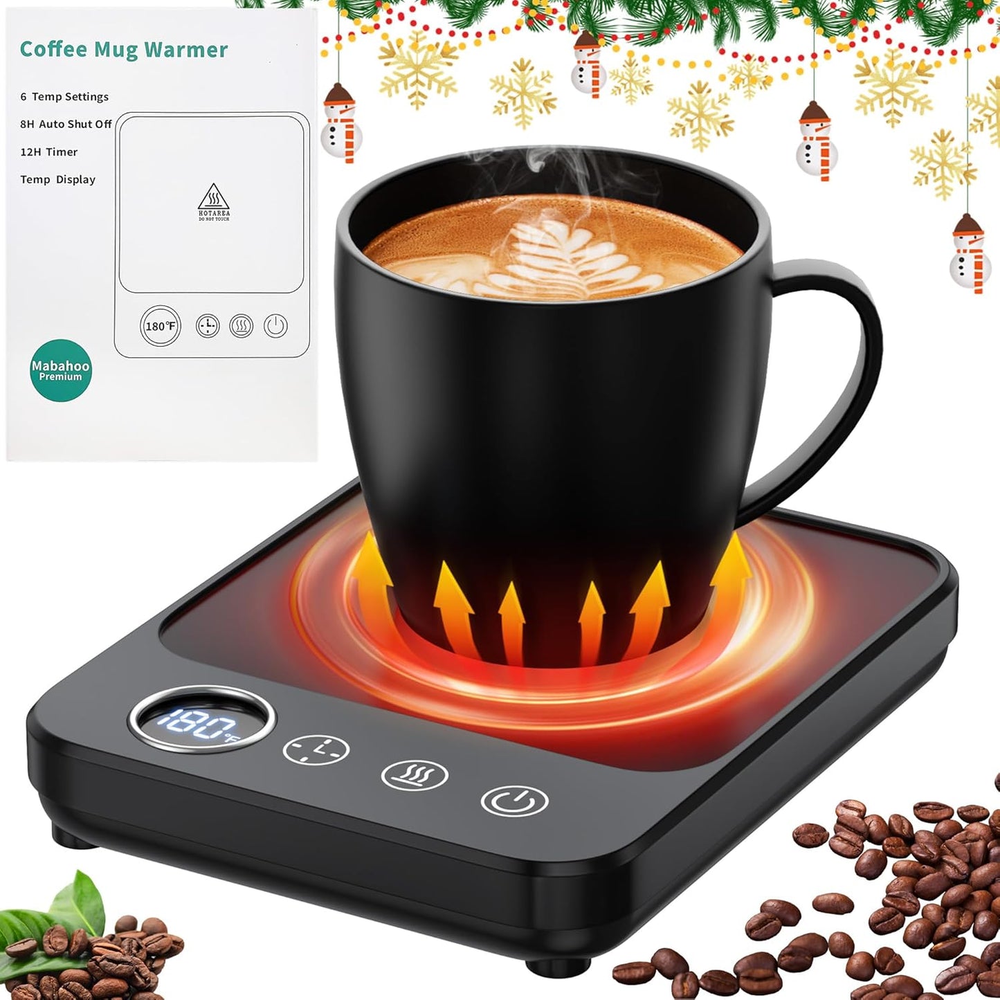 Coffee Mug Warmer, Electric Mug Cup Warmer for Desk, Mug Warmer for Coffee, Milk, Tea, Auto Shut Off, 6 Temp Settings, Coffee Warmer Plate for Home Office Kitchen, Gift for Women Men (No Cup)