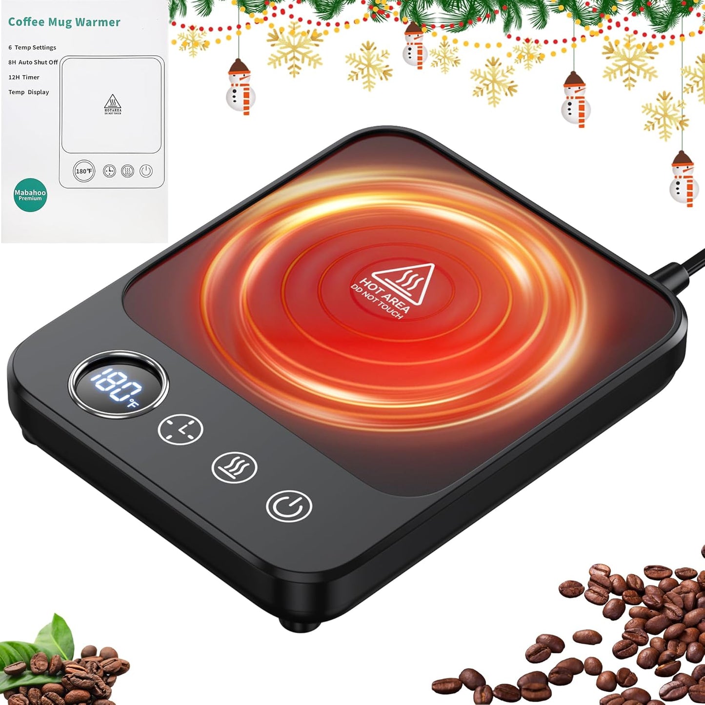 Coffee Mug Warmer, Electric Mug Cup Warmer for Desk, Mug Warmer for Coffee, Milk, Tea, Auto Shut Off, 6 Temp Settings, Coffee Warmer Plate for Home Office Kitchen, Gift for Women Men (No Cup)