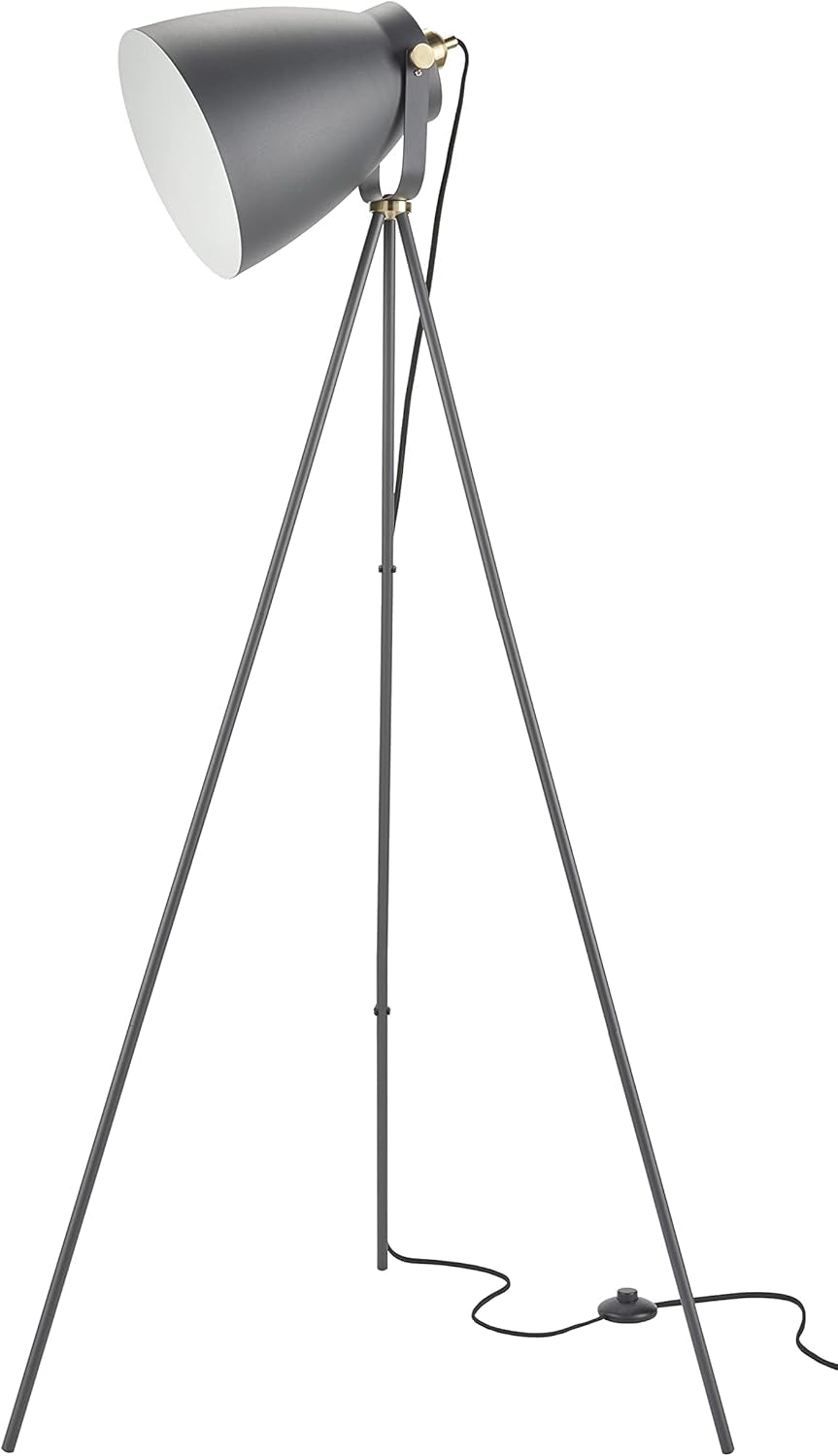 57" Spotlight Floor Lamp, Modern, Industrial, Transitional for Bedroom, Living Room, Office, Black