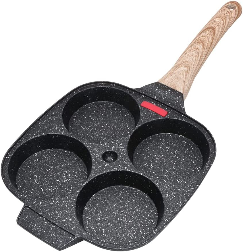 4 Cups Pan for Egg Frying with and Lid Non-stick, Pancake Pan Aluminium Alloy Cooker for Breakfast, Induction Compatible