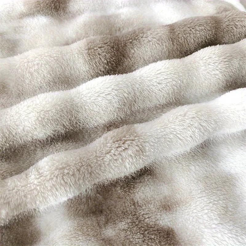 Ultra-Soft Tie-Dye Faux Rabbit Fur Throw Blanket - Plush, Cozy, & Reversible for All Seasons