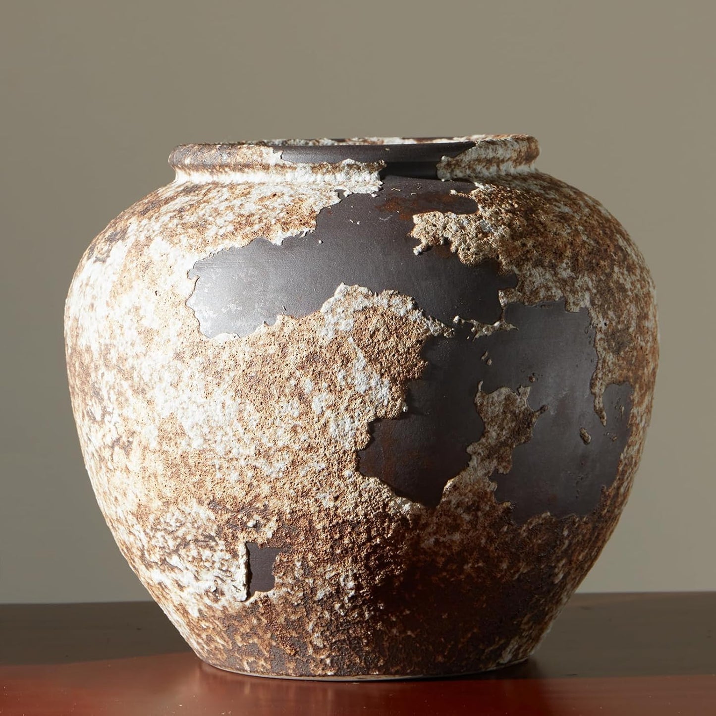 Rustic Farmhouse Terracotta Vase – Handcrafted Neutral Ceramic Vases for Living Room Decor