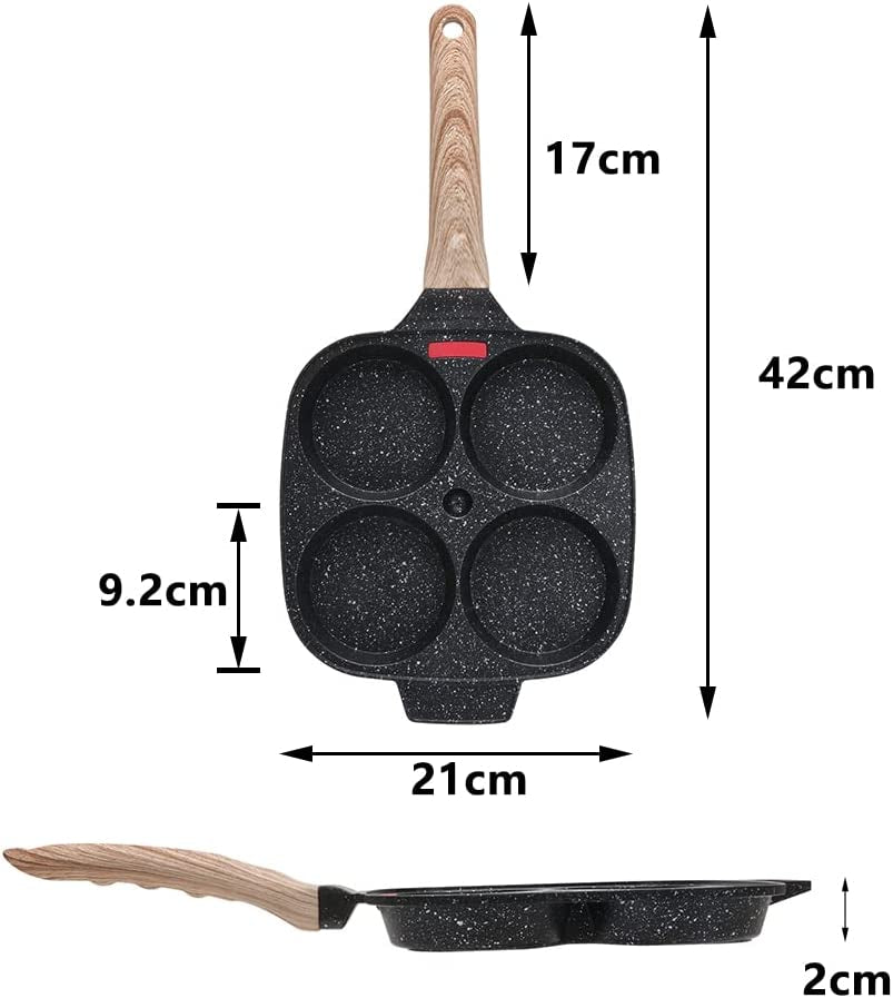 4 Cups Pan for Egg Frying with and Lid Non-stick, Pancake Pan Aluminium Alloy Cooker for Breakfast, Induction Compatible