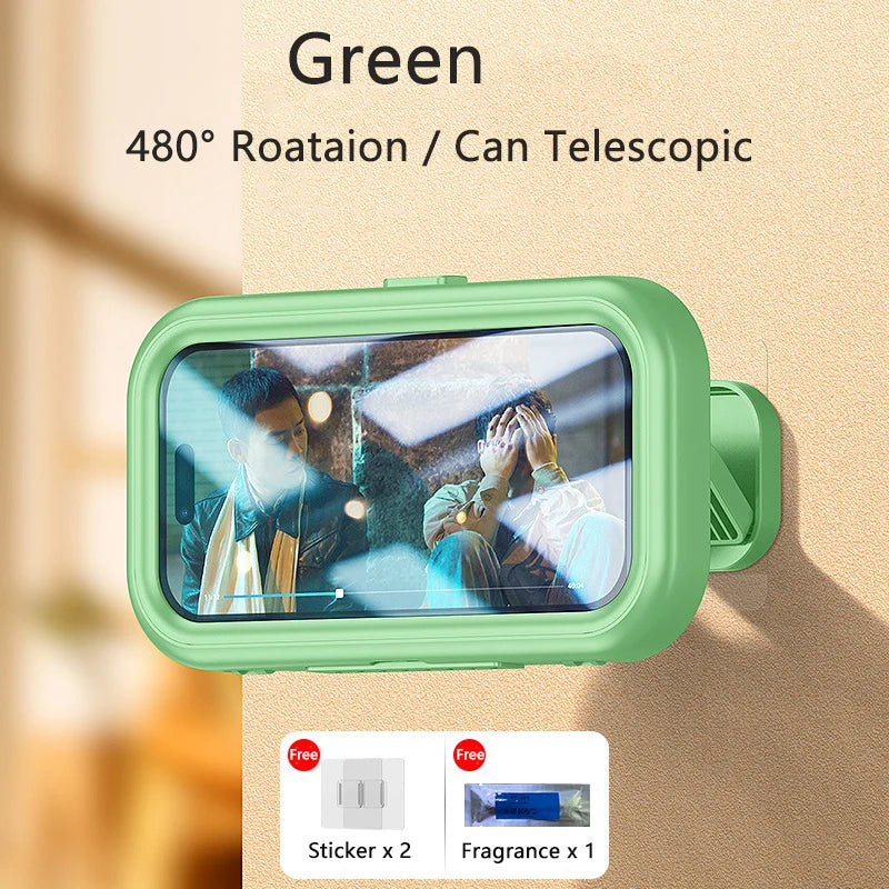 Rotating Waterproof Bathroom Phone Wall Mount Holder, Adjustable Shower Phone Case Stick on Wall Bathroom