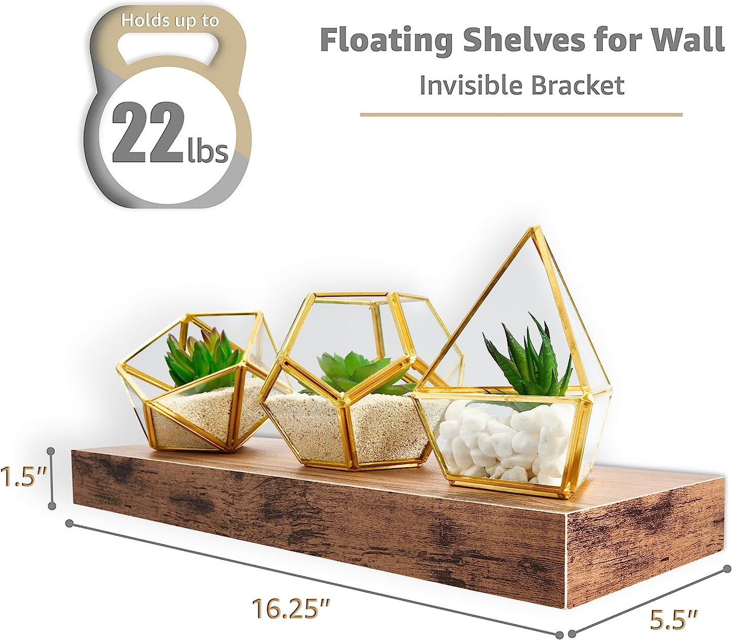 Floating Shelves for Wall Home Décor Living Room (Mahogany, 3 Pack)