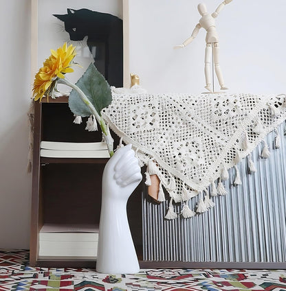 Modern White Ceramic Flower Vases Home Decor Cool Cute Unique  Small Hand Vase for Flowers Table Centrepiece Decorative