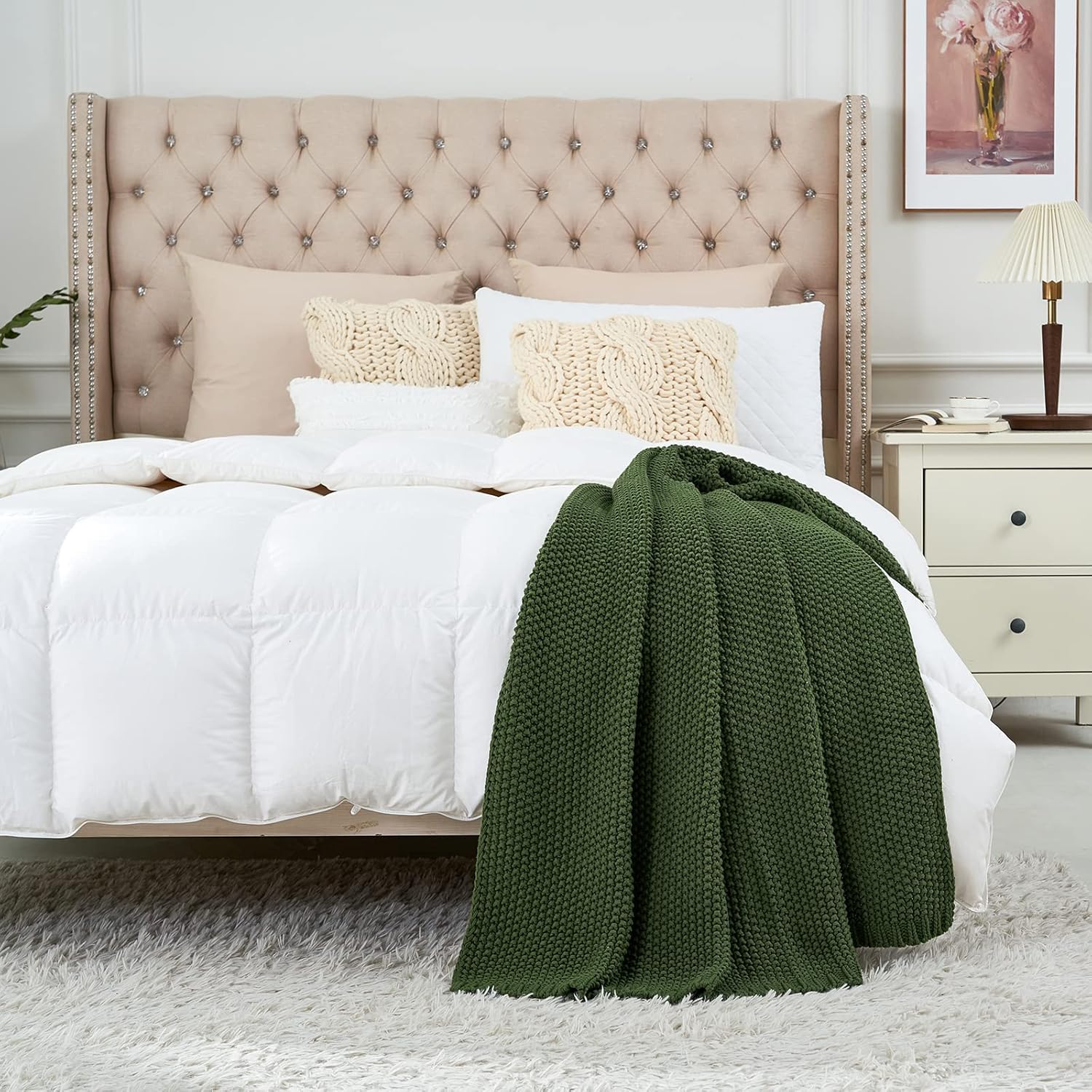 Organic Cotton Chunky Knit Throw Blanket – Soft, Cozy & Lightweight (51” x 63”)