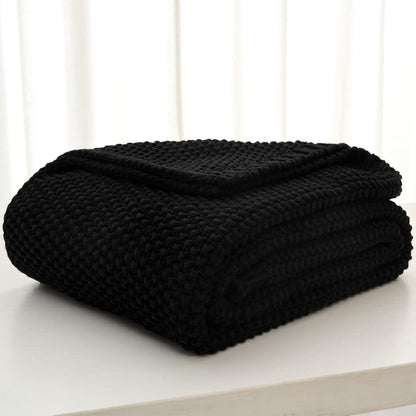 Organic Cotton Chunky Knit Throw Blanket – Soft, Cozy & Lightweight (51” x 63”)
