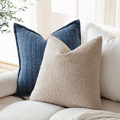 Boucle Throw Pillow Covers – Cozy Textured Decorative Cushion Cases (Set of 2)