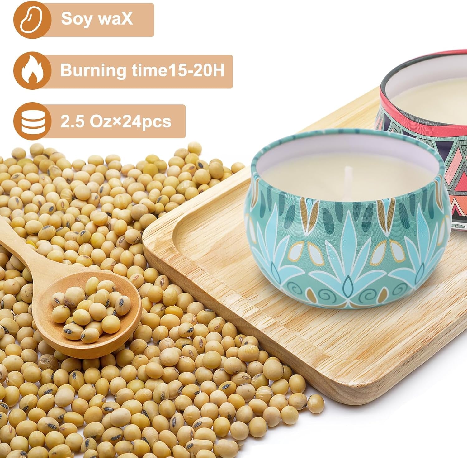 24 Pack Candles, Cinnamon Apple Scented, 2.5Oz Scented Candles with Essential Oils, 480H Long Lasting Aromatherapy Candle Gift Set Soy Candles for Christmas, Anniversary, Thanksgiving