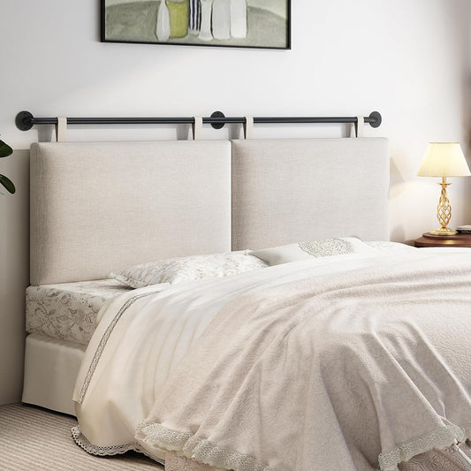 Modern Adjustable Queen Headboard – Wall-Mount Upholstery with Button Tufting