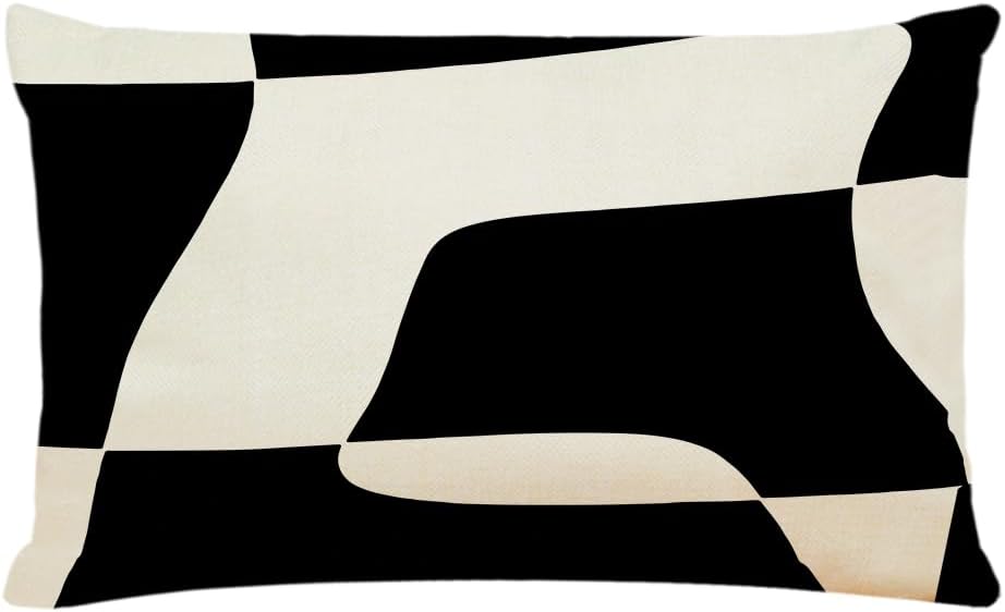 Linen Geometric Throw Pillow Covers – Minimalist Design for Modern Home Decor (12x20 Inch)