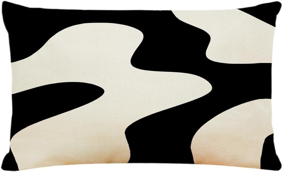Linen Geometric Throw Pillow Covers – Minimalist Design for Modern Home Decor (12x20 Inch)