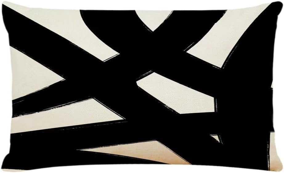 Linen Geometric Throw Pillow Covers – Minimalist Design for Modern Home Decor (12x20 Inch)