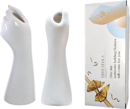 Modern White Ceramic Flower Vases Home Decor Cool Cute Unique  Small Hand Vase for Flowers Table Centrepiece Decorative