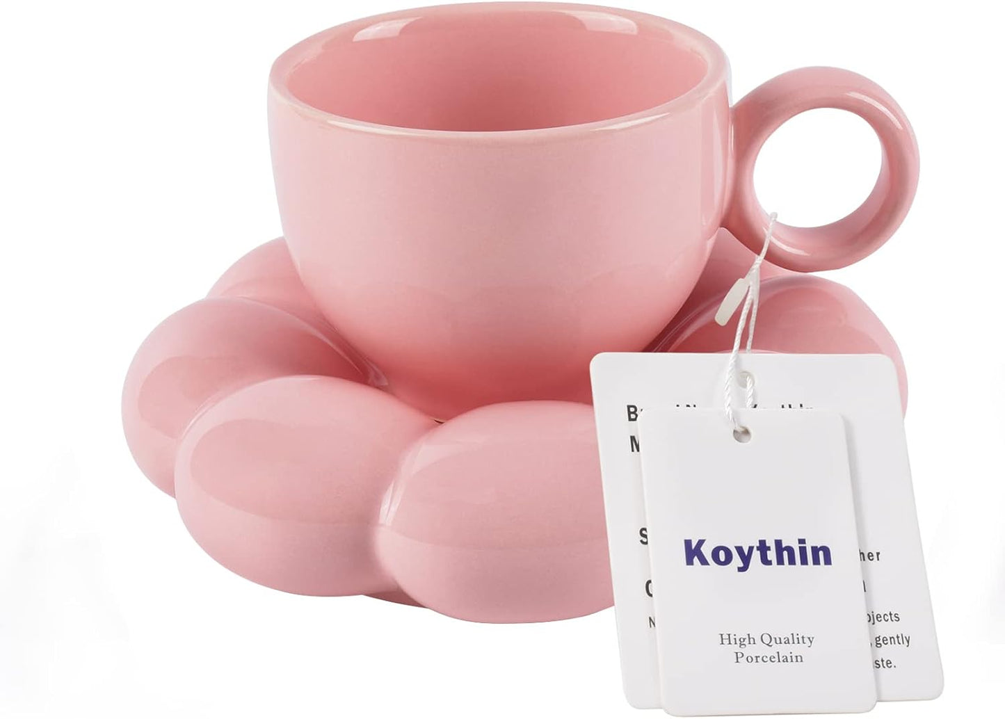 Ceramic Coffee Mug with Saucer Set – 6.5 oz Cup with Sunflower Coaster