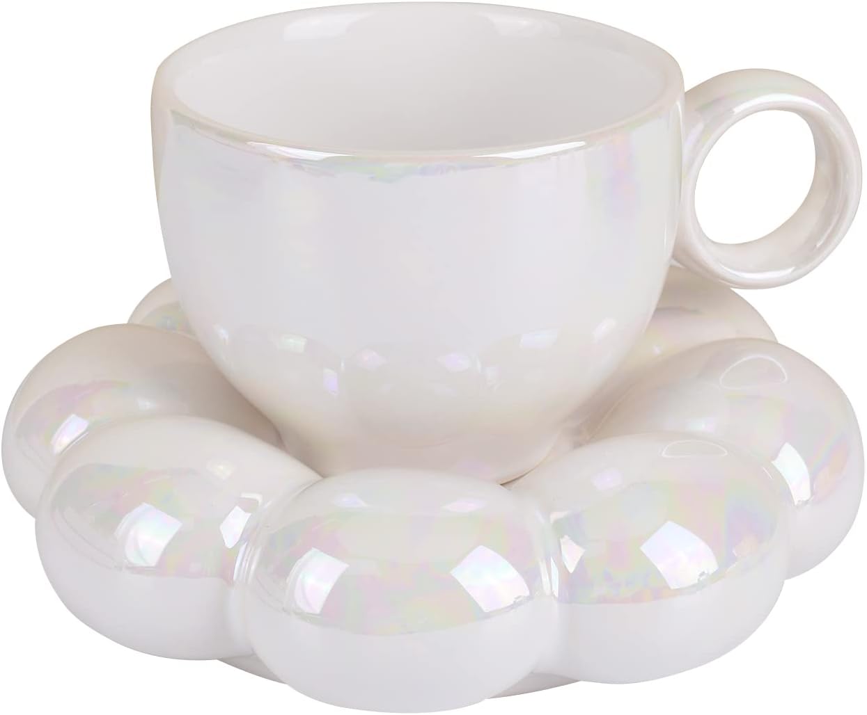 Ceramic Coffee Mug with Saucer Set – 6.5 oz Cup with Sunflower Coaster