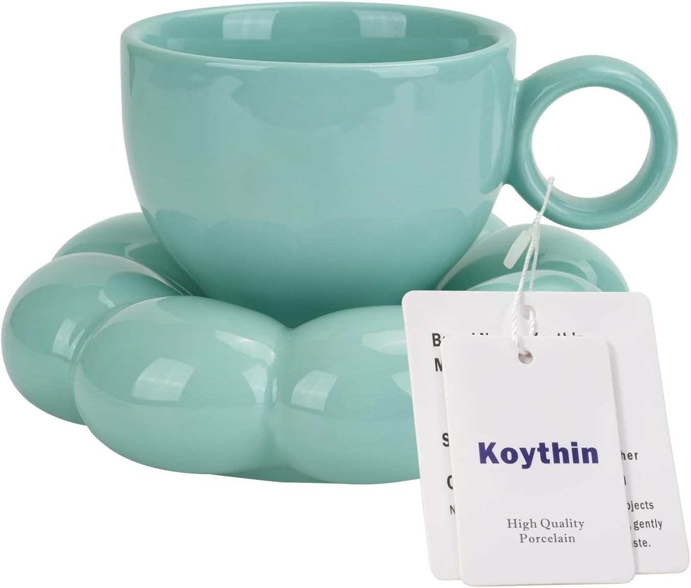 Ceramic Coffee Mug with Saucer Set – 6.5 oz Cup with Sunflower Coaster