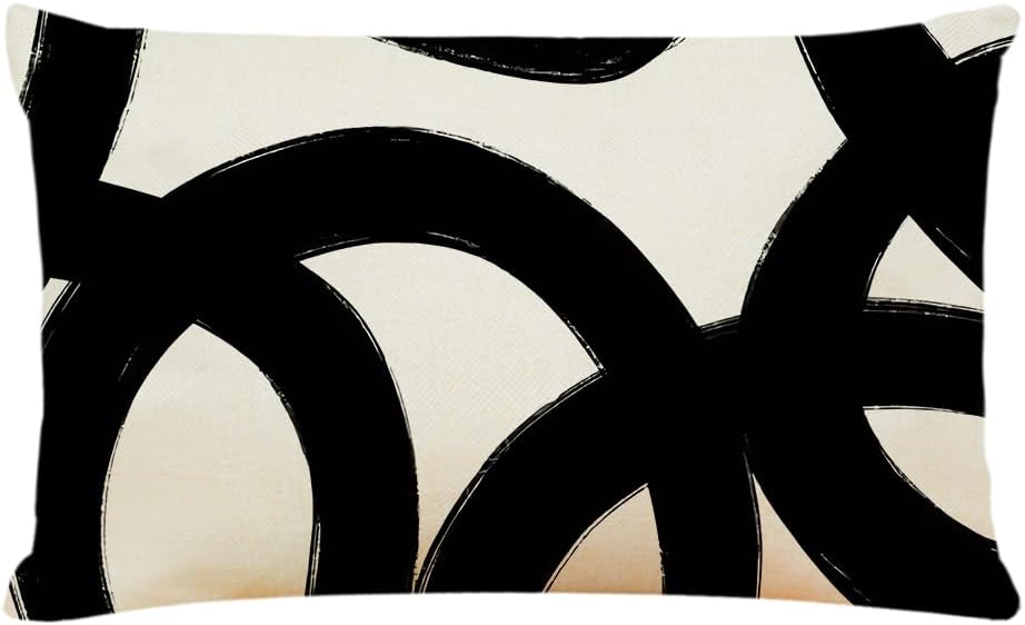 Linen Geometric Throw Pillow Covers – Minimalist Design for Modern Home Decor (12x20 Inch)
