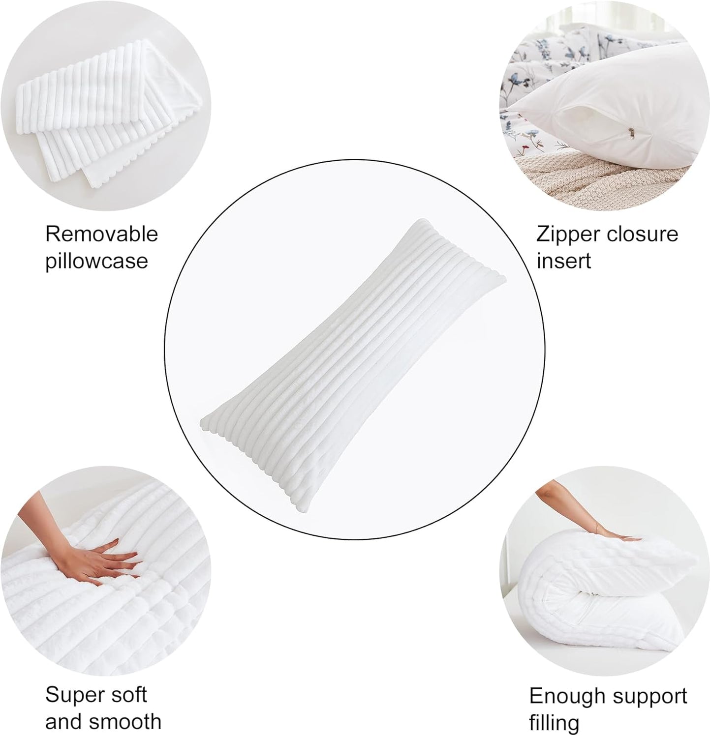 Luxurious Full Body Pillow with Fluffy Faux Fur Cover – Perfect for Side Sleepers & Pregnancy