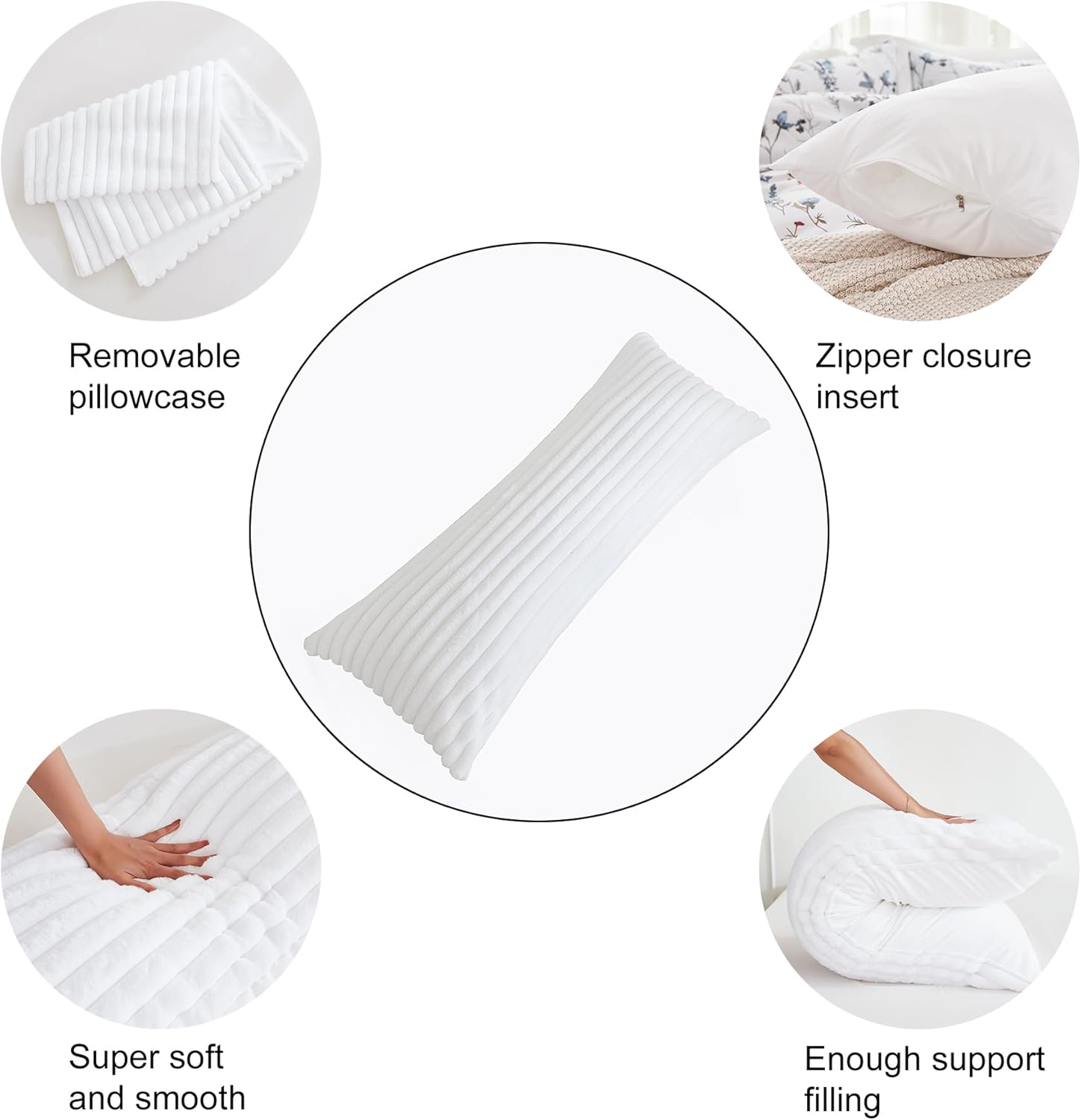 Luxurious Full Body Pillow with Fluffy Faux Fur Cover – Perfect for Side Sleepers & Pregnancy