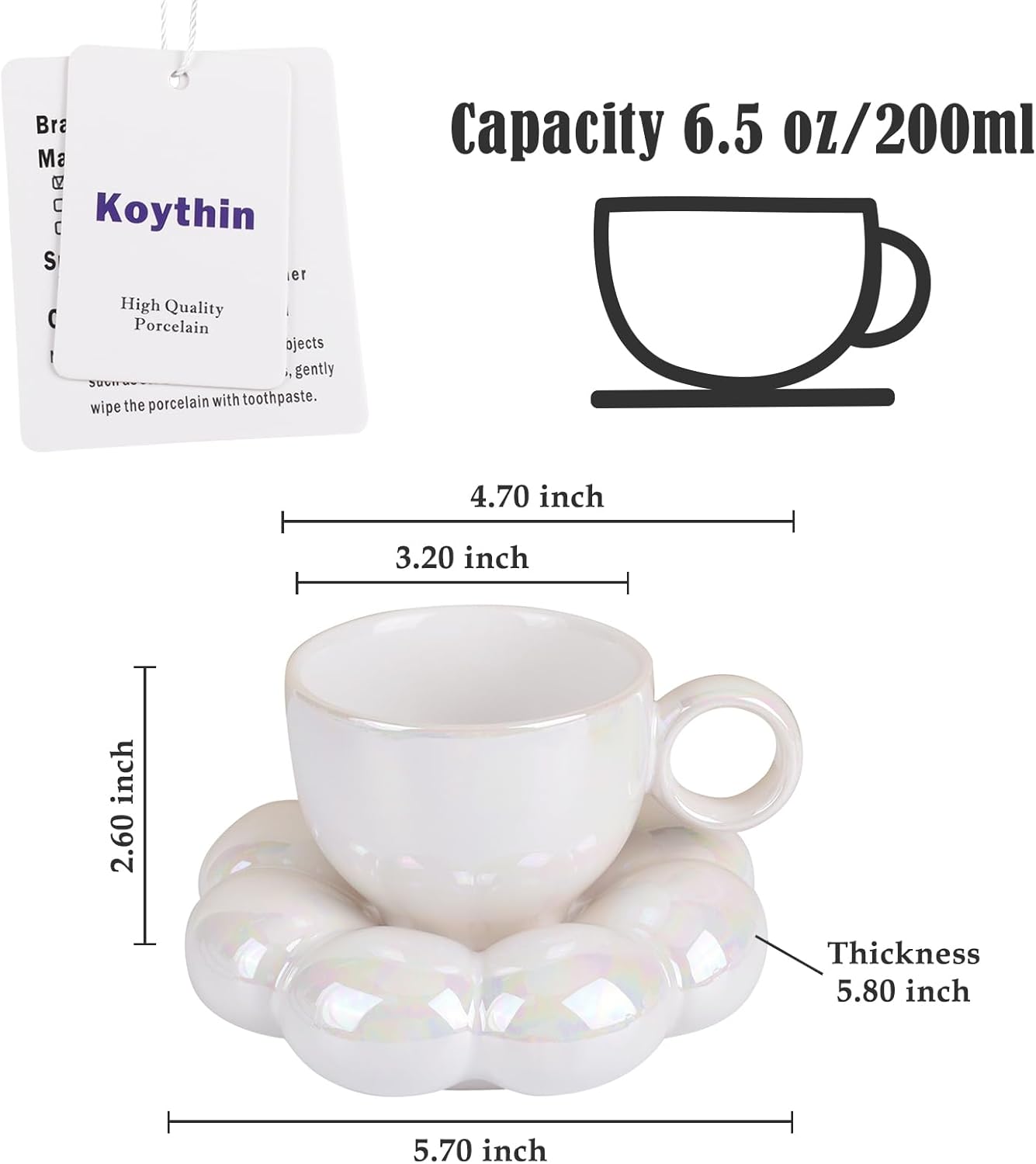 Ceramic Coffee Mug with Saucer Set – 6.5 oz Cup with Sunflower Coaster