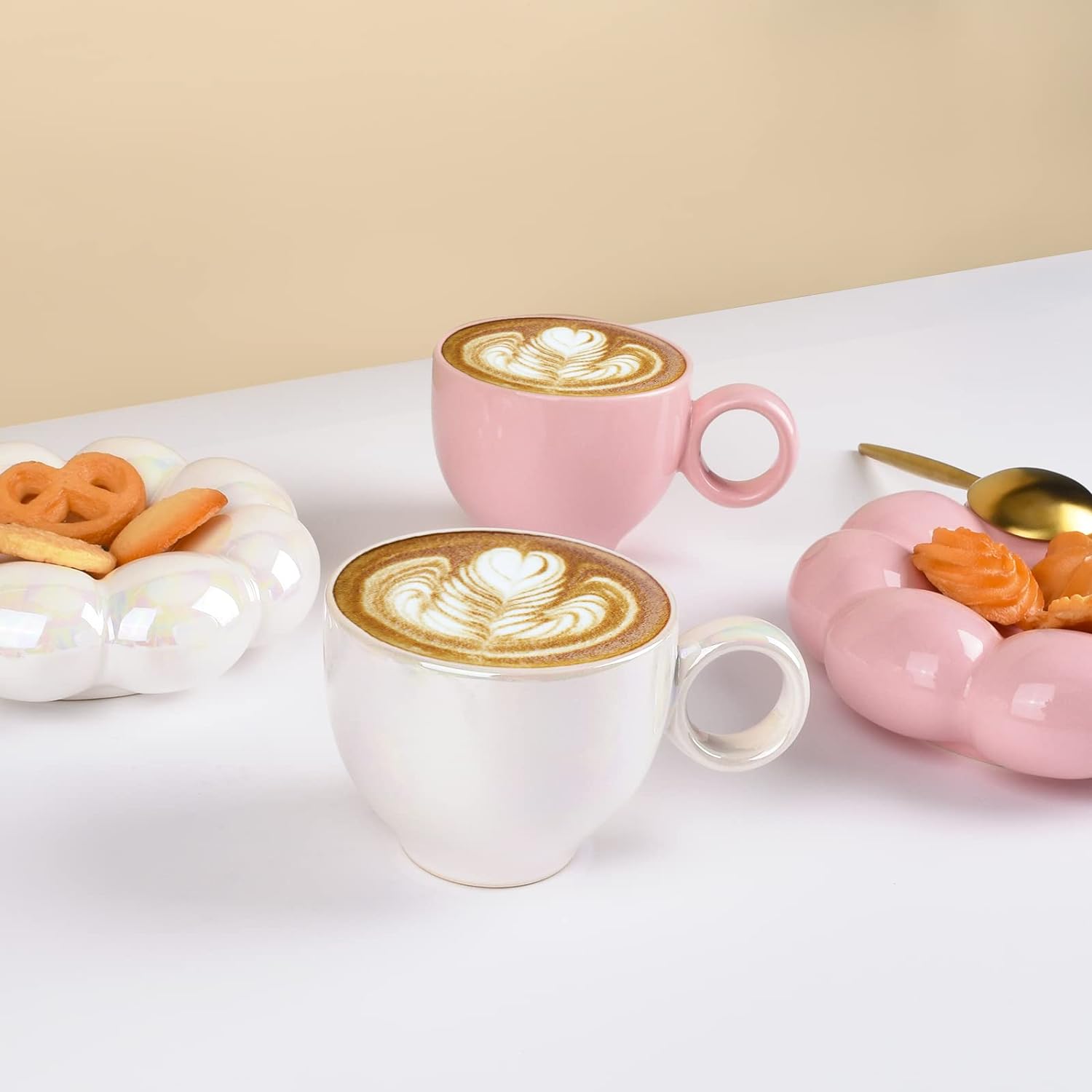 Ceramic Coffee Mug with Saucer Set – 6.5 oz Cup with Sunflower Coaster