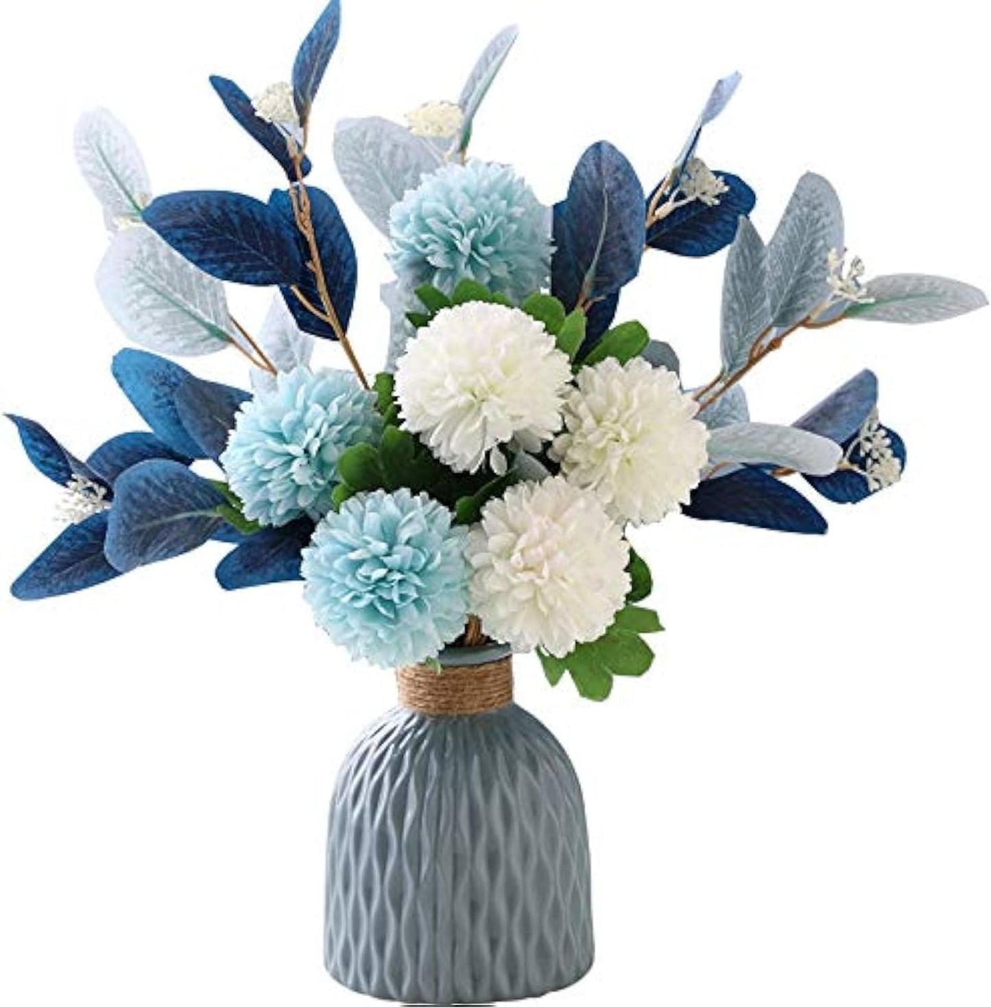 Artificial Hydrangea Flower Arrangement with Vase - Faux Flowers for Home, Garden, Party & Wedding Decor