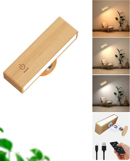 Set of 2 Rechargeable Magnetic Wall Sconces - Dimmable, 360° Rotating Lights