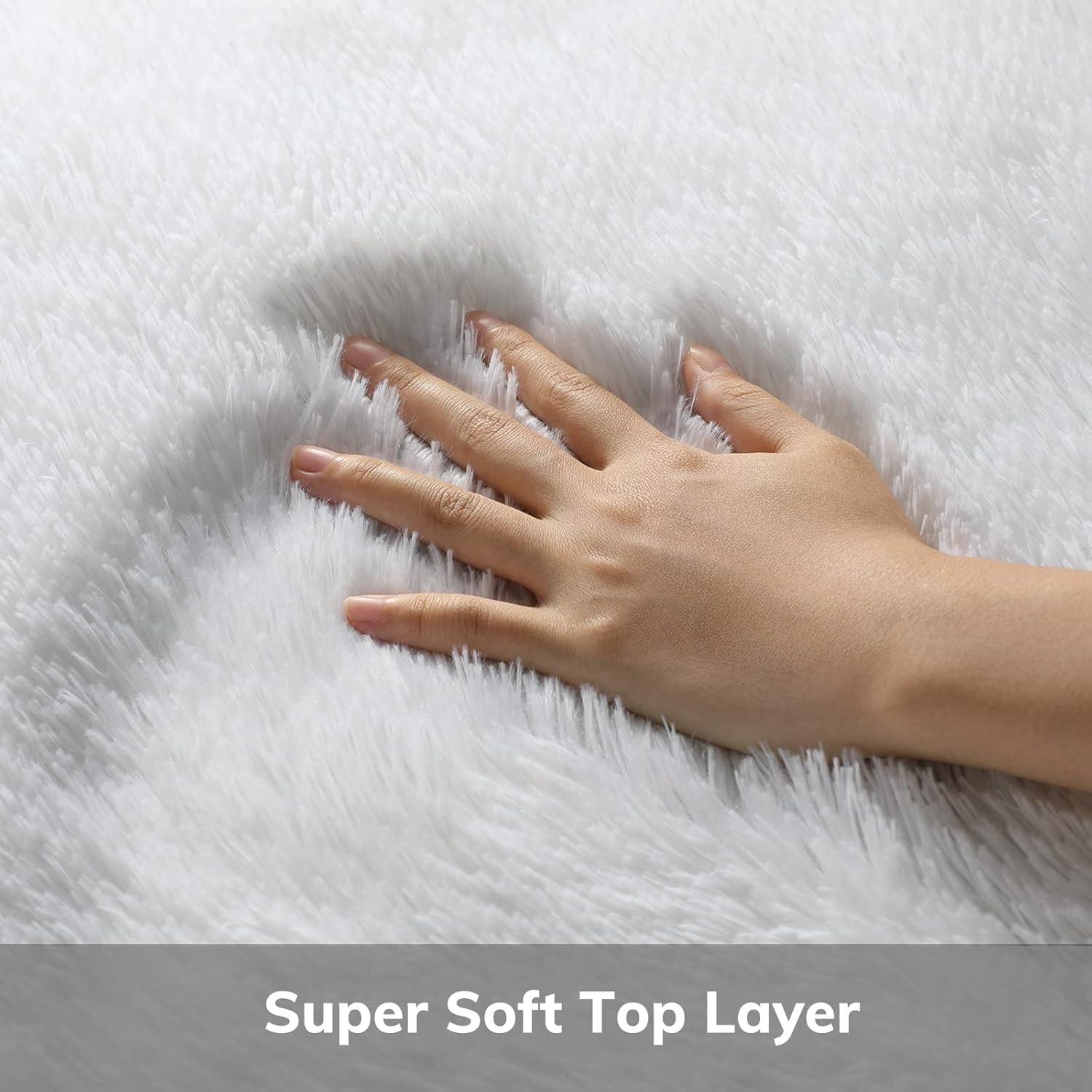 Rug Fluffy Ivory Shag Area 4x6' - Soft Plush Carpet for Bedroom, Nursery, Living Room