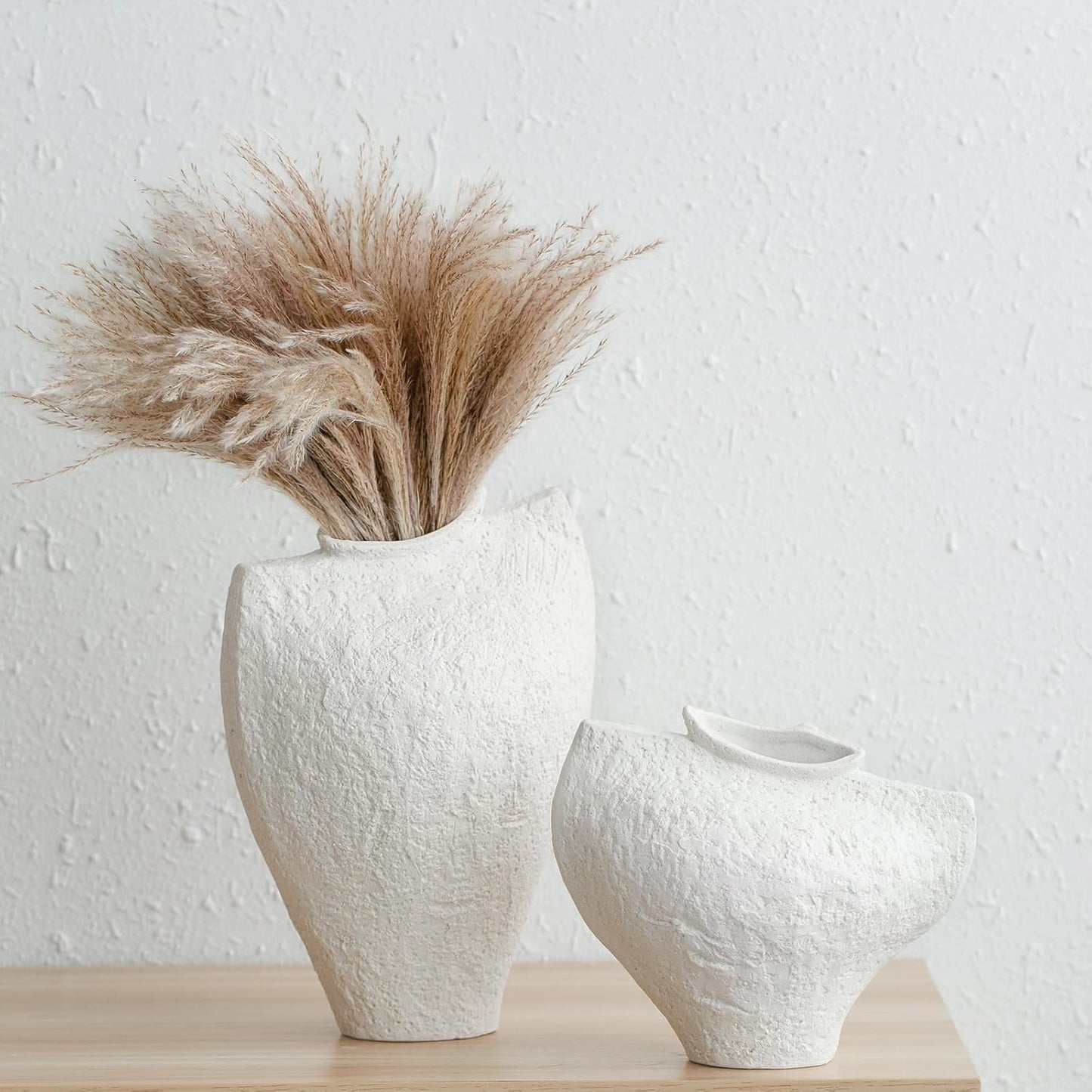 White Ceramic Vase – Handcrafted Modern Art Vase for Minimalistic Home Decor