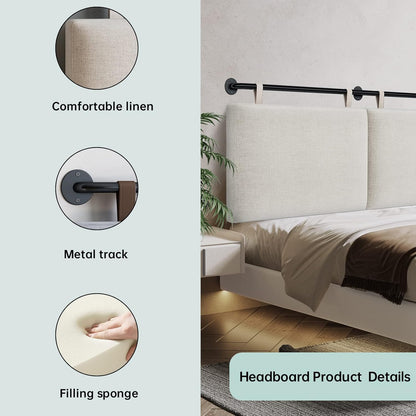 Modern Adjustable Queen Headboard – Wall-Mount Upholstery with Button Tufting