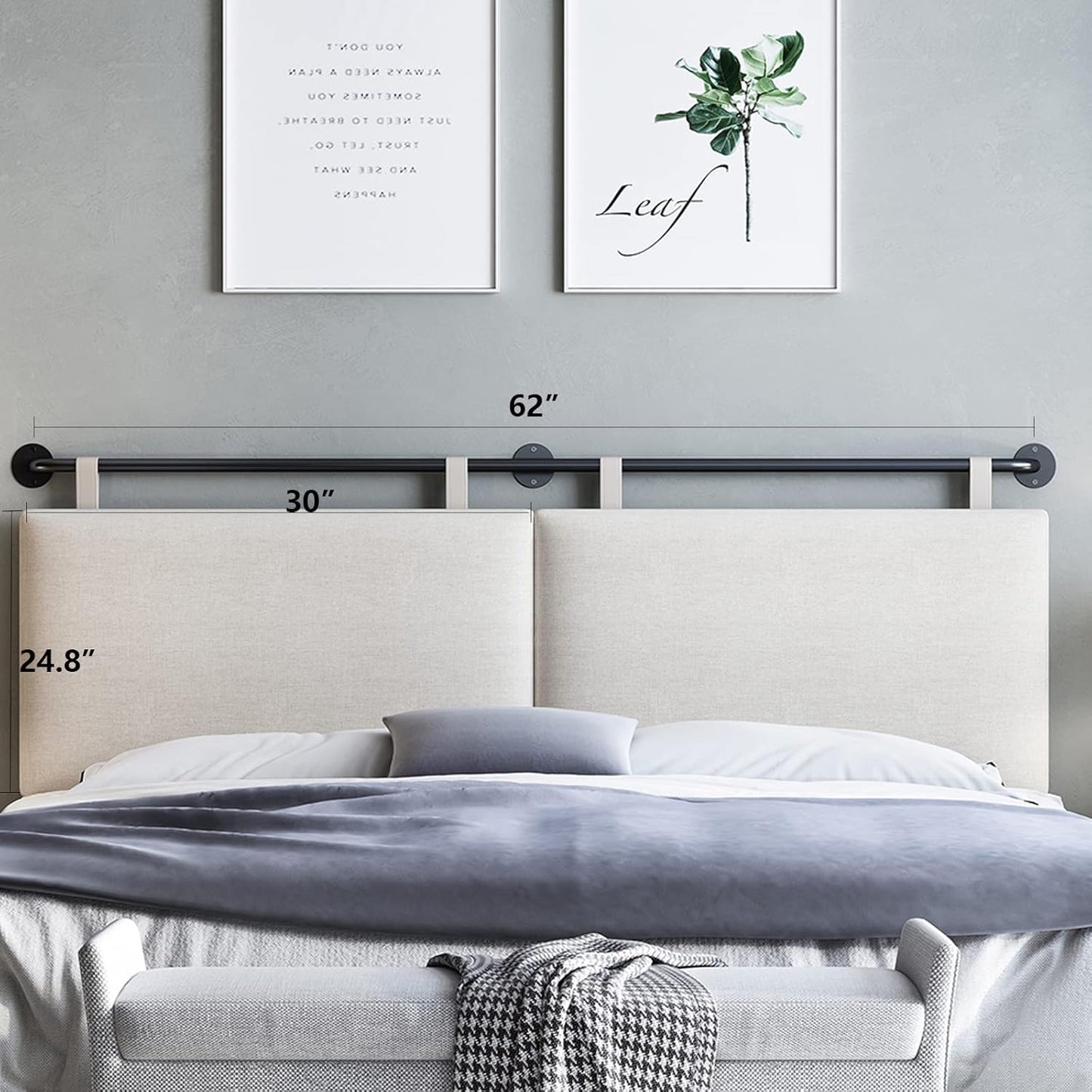 Modern Adjustable Queen Headboard – Wall-Mount Upholstery with Button Tufting