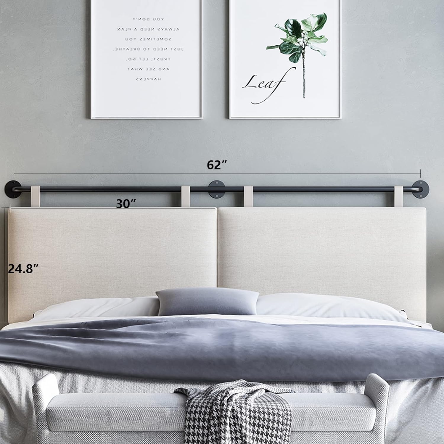 Modern Adjustable Queen Headboard – Wall-Mount Upholstery with Button Tufting