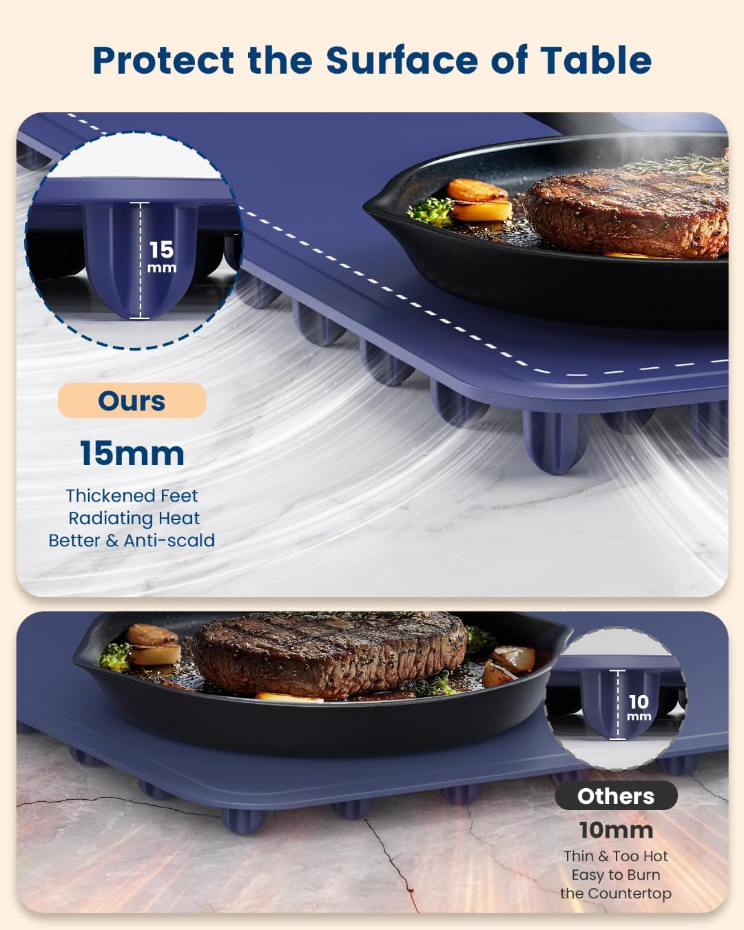 Food Warming Mat - Fast Heating Silicone Electric Warming Tray with 4 Level Temperature, Raised Feet Protects Table, Roll up Buffet Hot Plates Heat Pad, Portable Food Warmer for Parties Home Travel