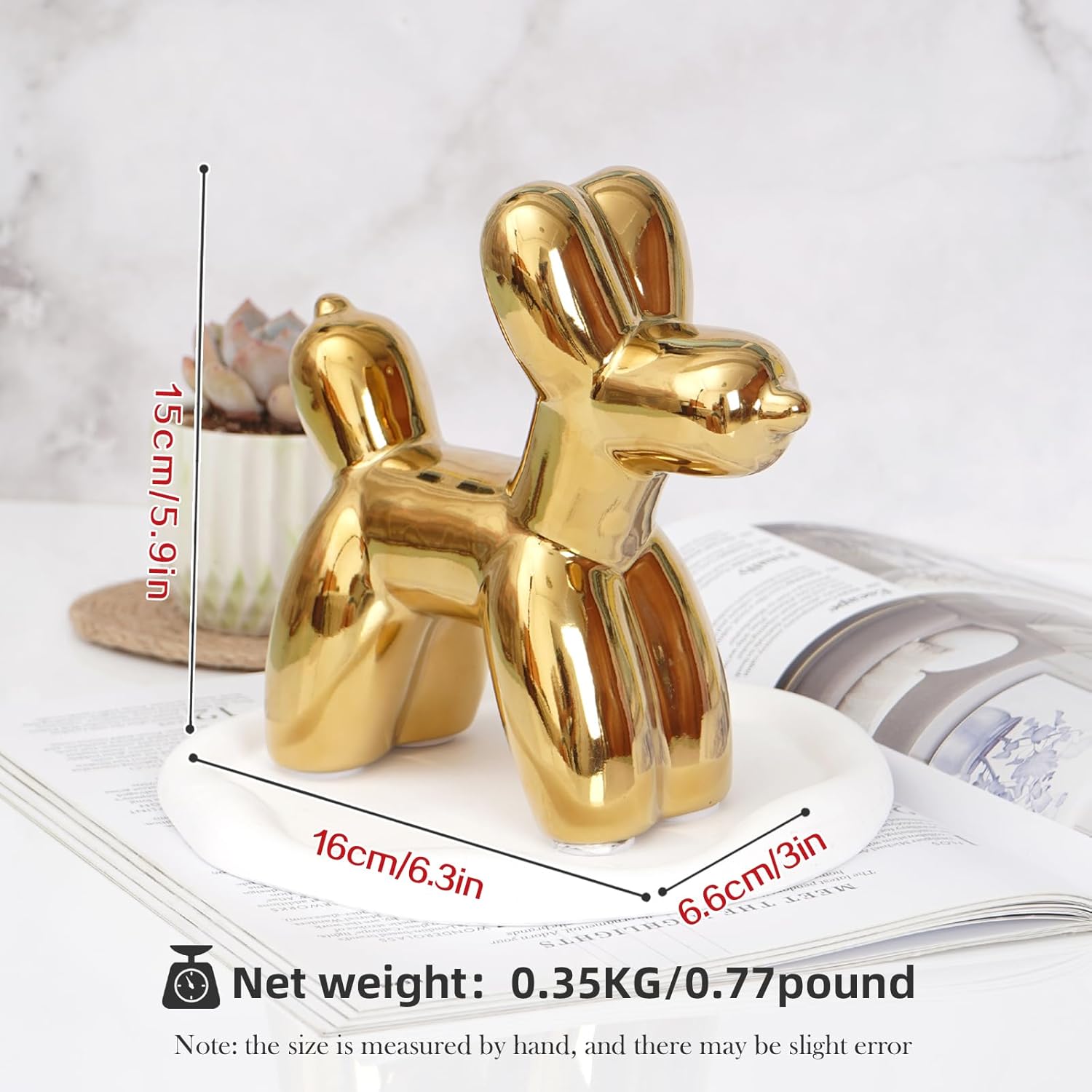 Ceramic Balloon Dog Statue – Modern Decorative Sculpture in Gold and White Variants