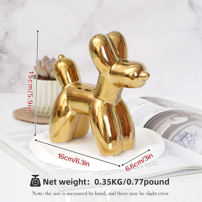 Ceramic Balloon Dog Statue – Modern Decorative Sculpture in Gold and White Variants